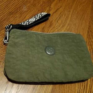 Olive green Kipling wristlet/pouch